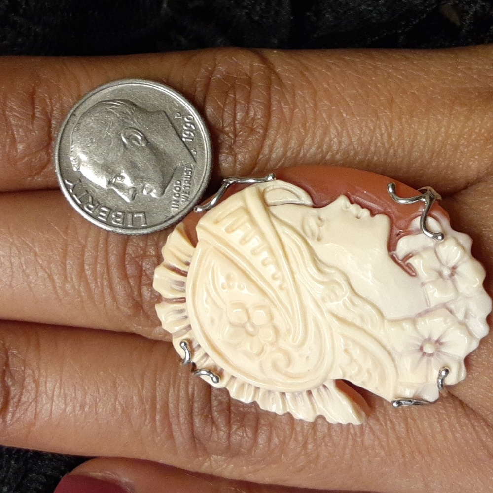PRICE IS FIRM. 925 35mm Cornelian Hand Carved Cameo. STUNNING. ITALY. - Picture 7 of 11